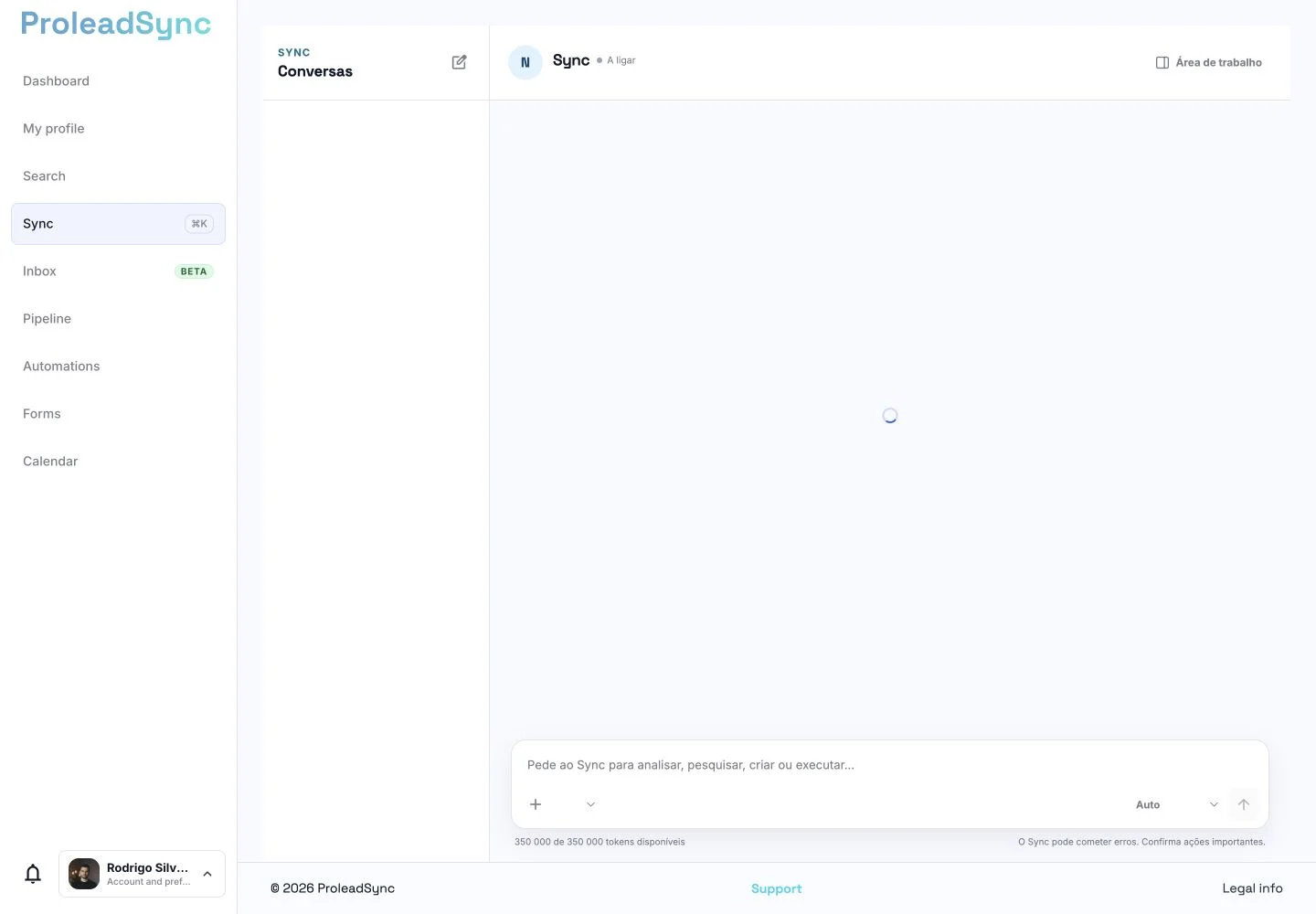 ProleadSync Sync area ready for a request.